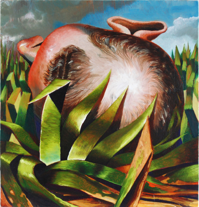 Tete dans l herbe II 2020 Huile sur toile 65 x 61.5 cm